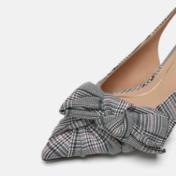 ZARA Plaid Slingback Kitten Heel - Picture 3 of 7